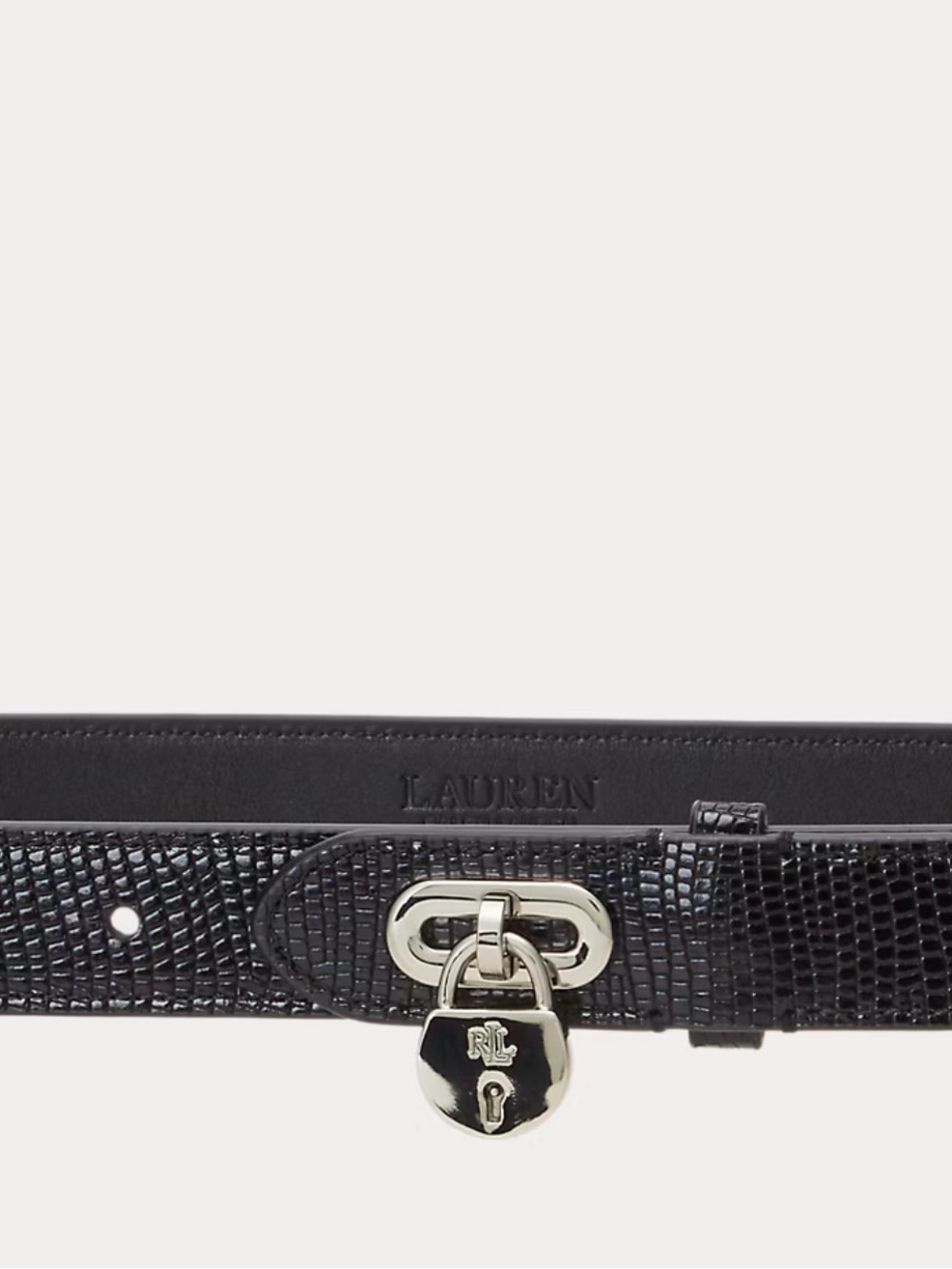 Lauren Ralph Lauren Woman’s Padlock Lizard Embossed Leather Belt 3X